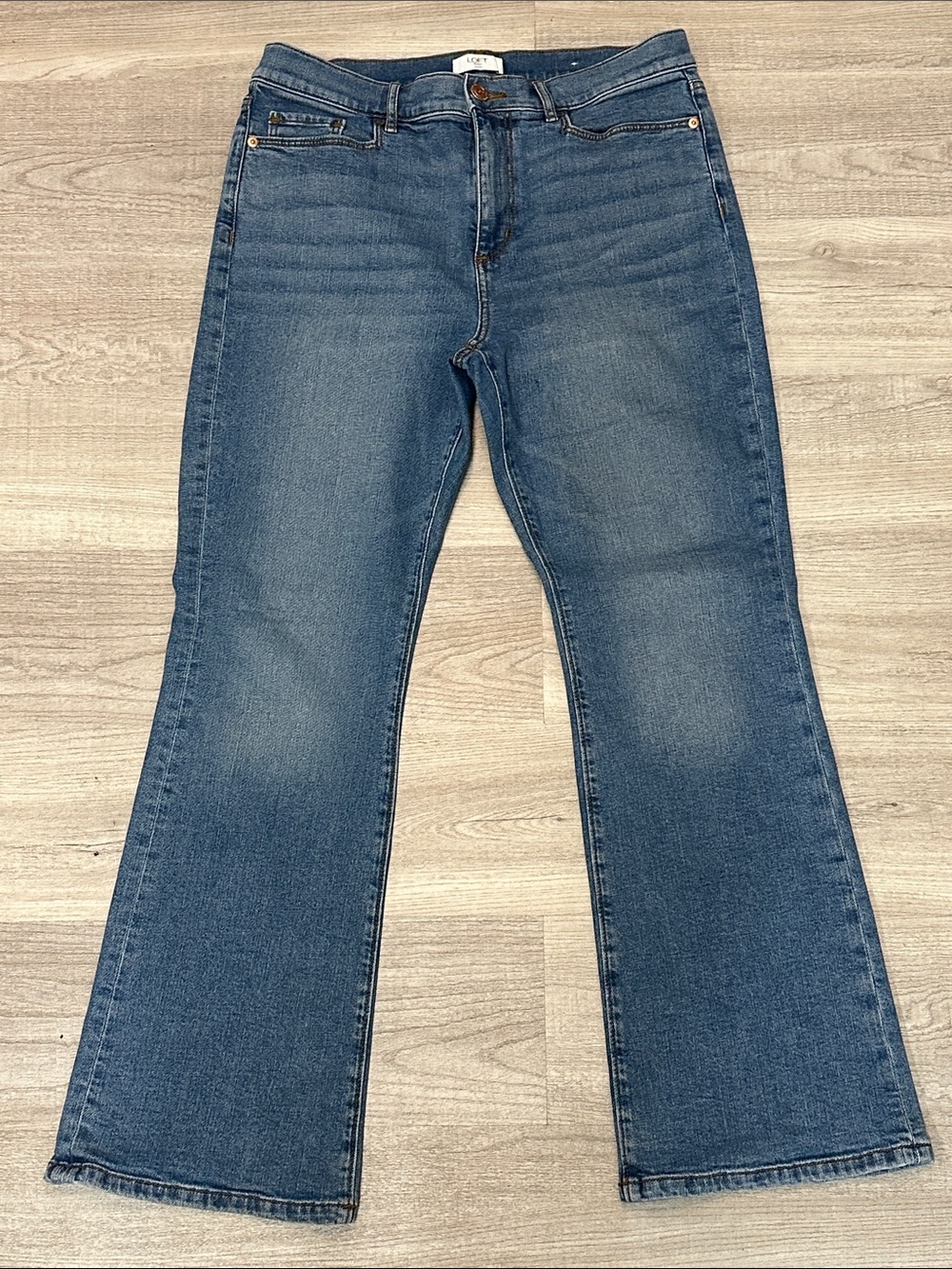 LOFT Blue Wide-Leg Jeans - Subtle Faded Wash